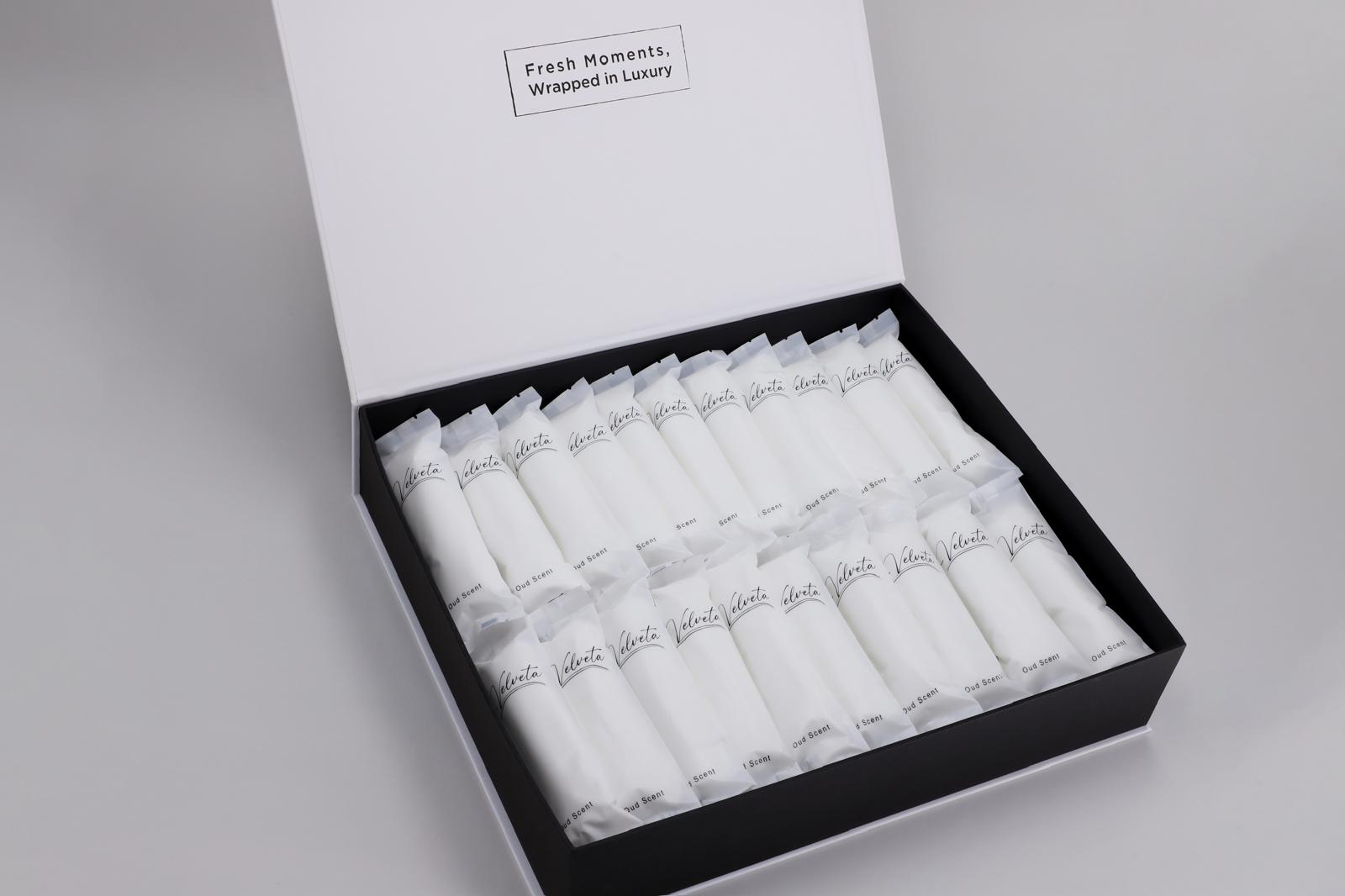 velveta luxury cotton wet towels box – 40 pieces